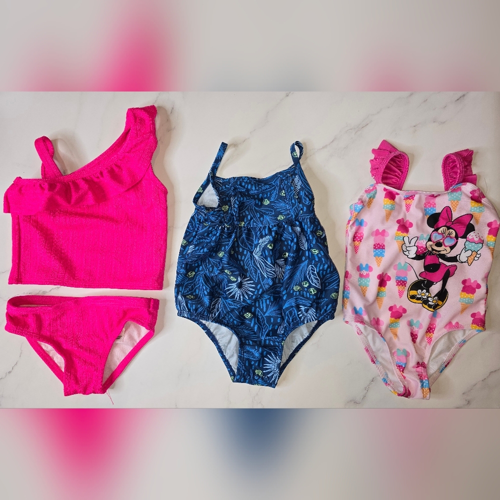 Kids One Piece & Two Piece Swimsuit - Pink and Blue